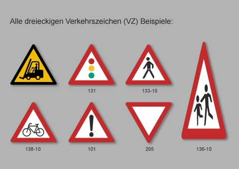 PREMARK® Farbige Verkehrszeichen nach StVO - Dreiecke 