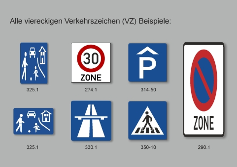 PREMARK®Farbige Verkehrszeichen nach StVO - Vierecke 